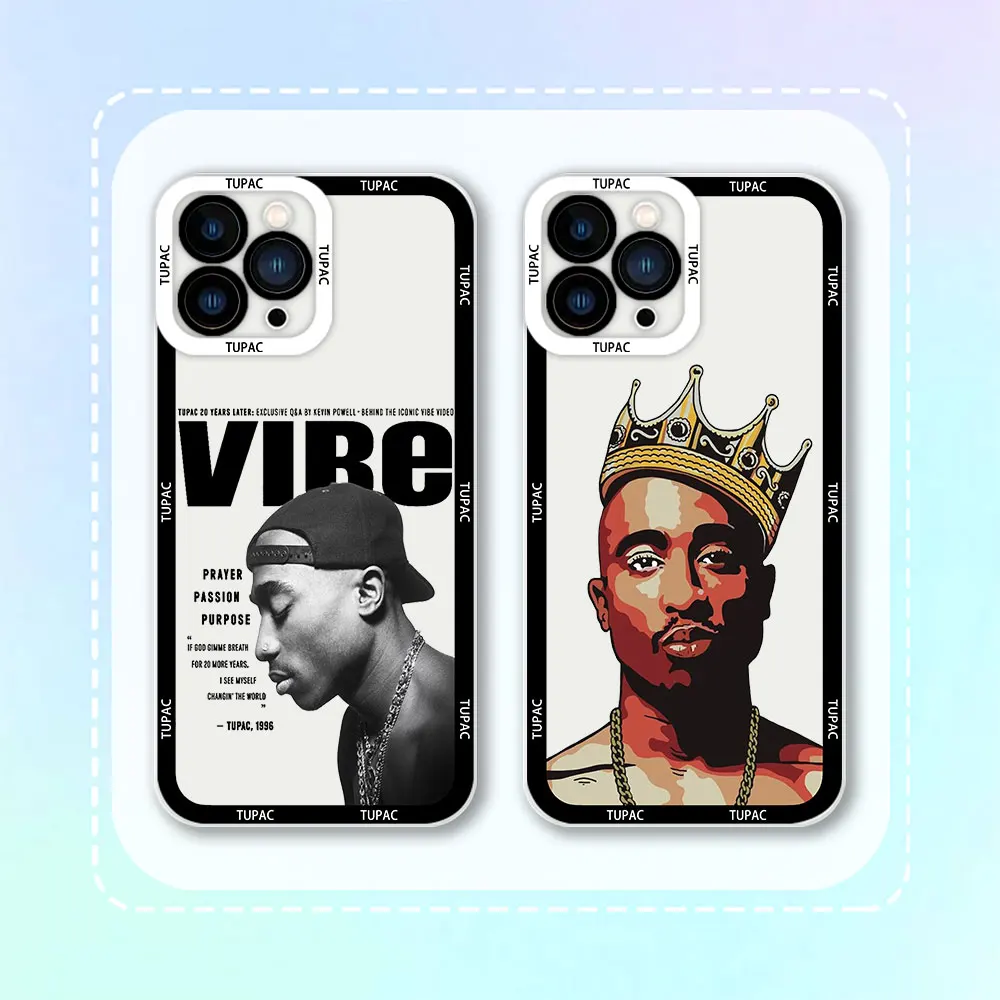 2Pac Tupac Shakur Phone Case For iPhone 15 14 13 12 11 PRO XS MAX Mini X XR SE 8 7 6S PLUS Clear Soft Silicone Cover Cqoue Funda