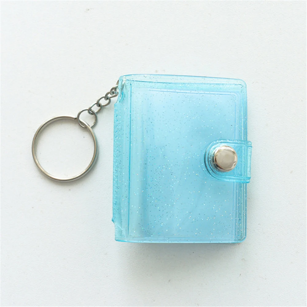 

Jelly Color High quality 1 Inch 16 Pockets Card Stock Photo Card Holder Binders Albums Mini Photo Album Photos Holder Keychain