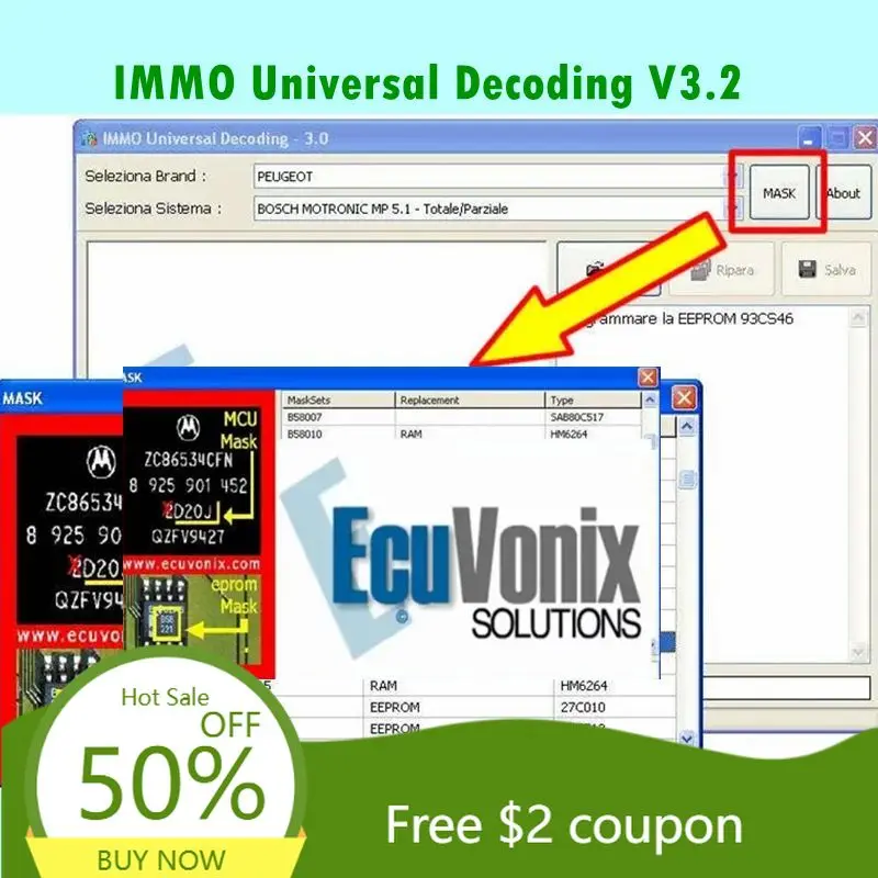 2024 Hot Sell EcuVonix 3.2 IMMO Universal Decoding V3.2 Remove IMMO Off with Keygen Unlimited Crack Send link or CD or USB