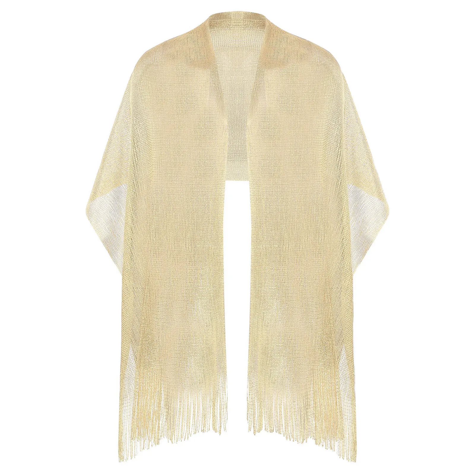 Womens Shiny Tassel Shawl Wrap Elegant Woman Shoulder Wraps Cape Evening Party Wedding Cover Ups for Dress Accessories