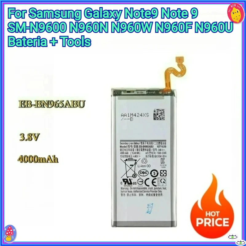 

New Replacement Battery EB-BN965ABU For Samsung Galaxy Note9 Note 9 SM-N9600 N960N N960W N960F N960U Bateria