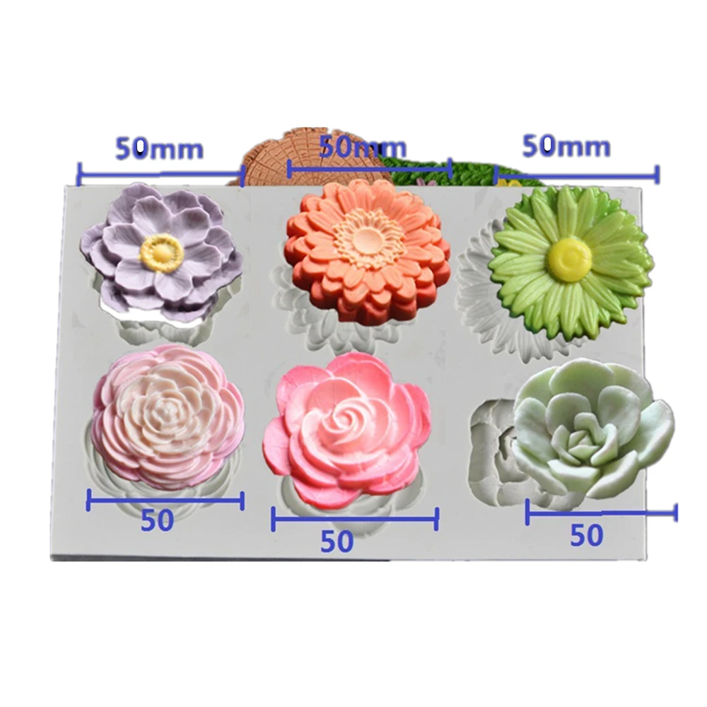 6 Even The Flowers Silicone Cake Chocolate Soap Pudding Jelly Candy Ice Cookie Biscuit Mold Mould Pan Bakeware H748