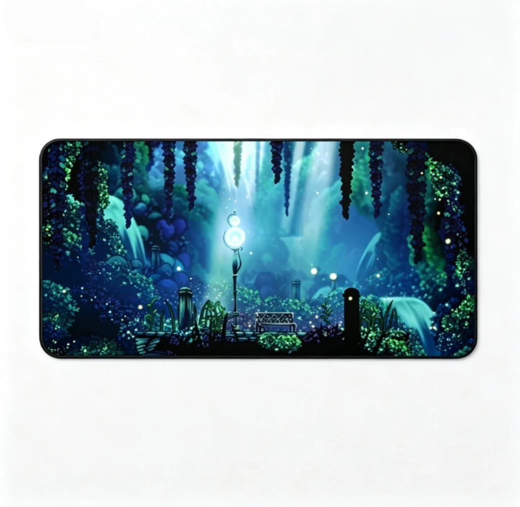 Extended Large Desk Mat Fantasy Dark Forest Cave Landscape Mouse Pad Anti-slip Rubber Base EdgeStiched Gaming Keyboard Table Mat