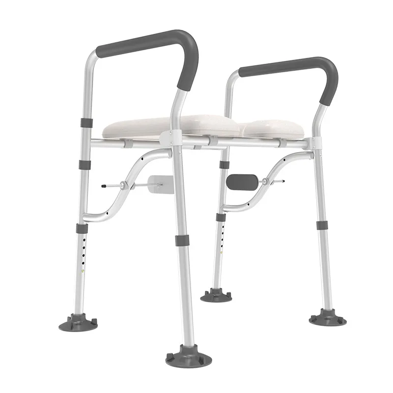 Portable Bathroom Chair with Backrest Raised Toilet Seat with Handle Bidet for Senior, Height Adjustable Disabled Toilet Support
