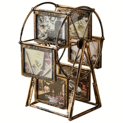 4/5/6/7/8 Inch Picture Frames For Home Decor Vintage Photo Frames Resin Ferris Wheel Windmill Carving Photo Frame Self Installed