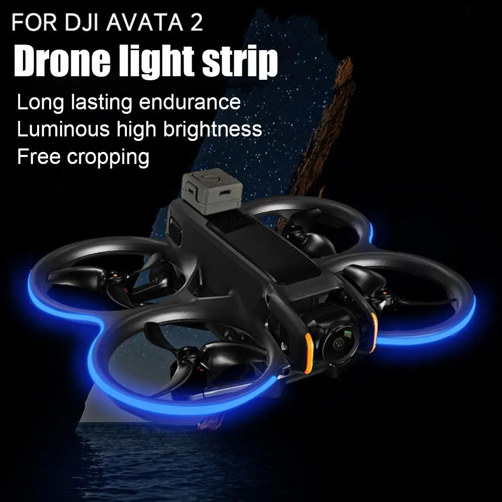 1 conjunto para dji avata 2 tira de luz brilhante brilho ajustável para dji avata 2 máquina transversal tira de luz néon à prova dwaterproof água