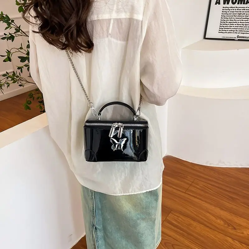 

Premium patent leather glossy small bag for women 2024 new chain crossbody bag