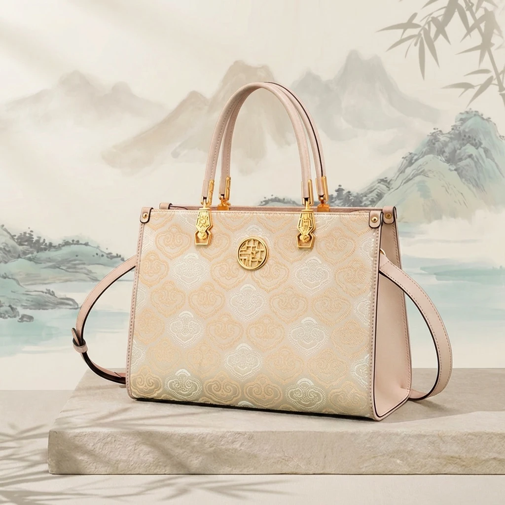 MENDY Chinese Style Embroidery Bag Traditional Chinese Design Luxury Women's Top Handle Bag Shoulder Bag Mom Bag Stylish Handbag