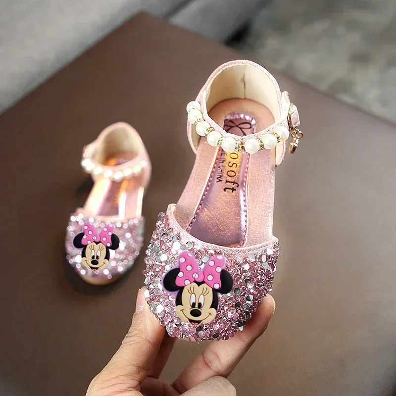 Disney Minnie Sandalen lente zomer nieuwe meisje prinses schoenen kinderen casual schoenen parel dansvoorstelling schoenen