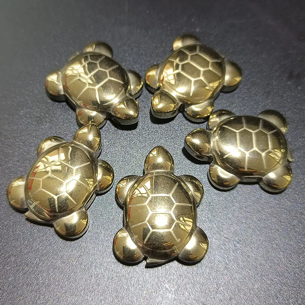 15mm 25mm Mini Pyrite Turtle Crystal Animal Figurine Tortoise Pendants Necklace Carved Healing Stone For Children DIY Gift Decor