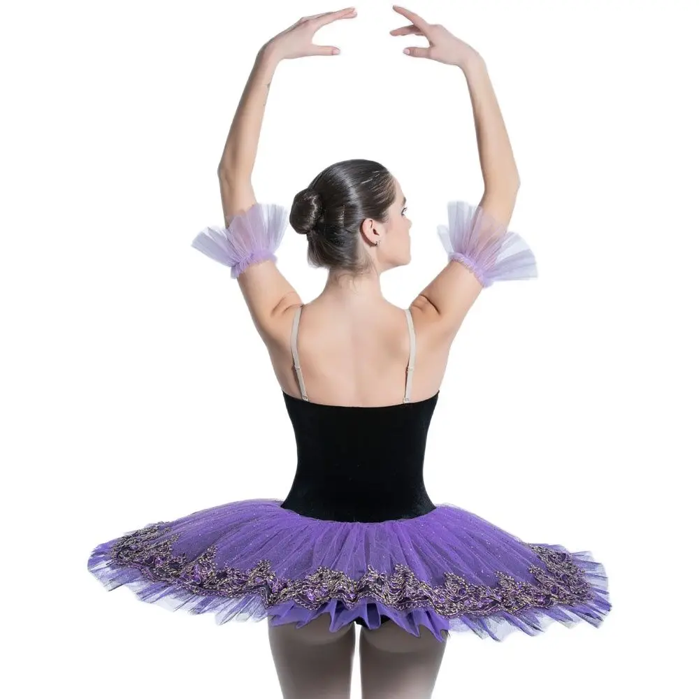 Dancec Favourite Ballet Tutus BLL087 Stunning Pre-professional Ballet Tutu Black Velvet Bodice with Purple Trim Purple Tulle