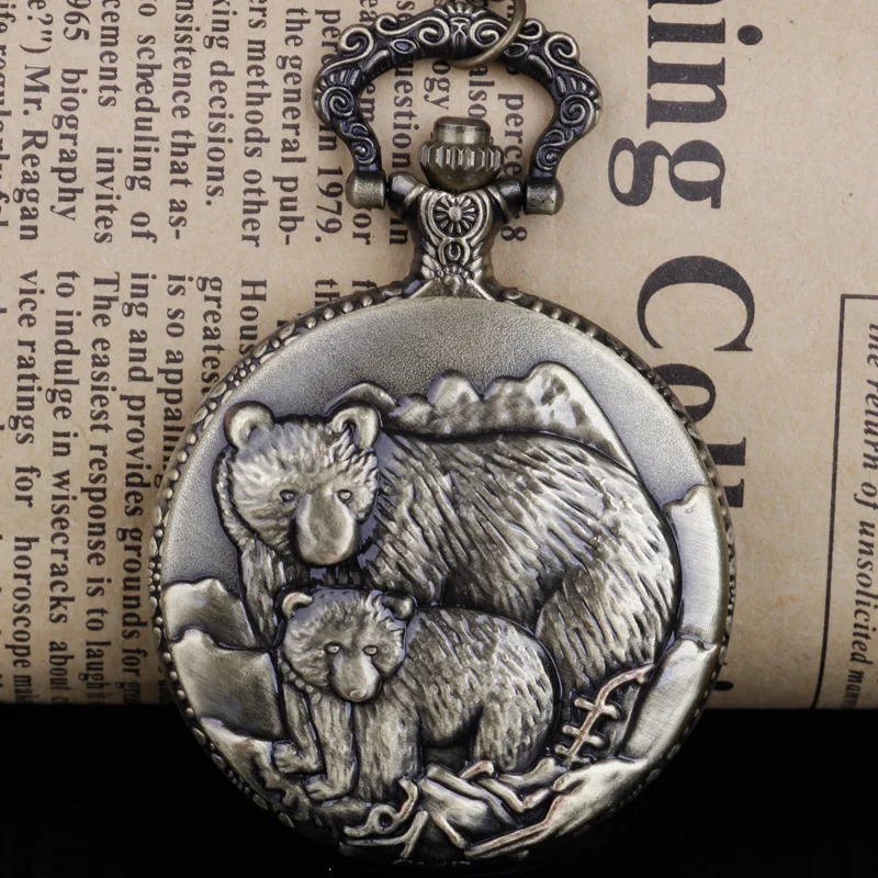 Vintage Koala Beer Bronze Quartz Pocket Watches Pendant Necklace Fob Chain Watch Men Women Children Jewelry Accessories Gifts