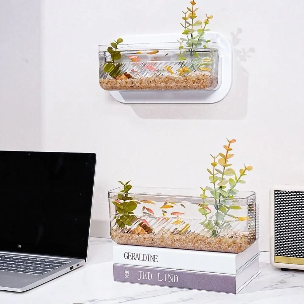 

Punch Free Wall-mounted Plastic Vase Creative Clear Wall Hanging Fish Tank Home Decor Detachable Hydroponic Flower Pot Home