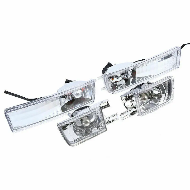 

4Pcs Front Bumper Clear Fog Turn Signal Light Lamp LH& RH For Mk3 Golf Jetta 1993-1998 jasmine