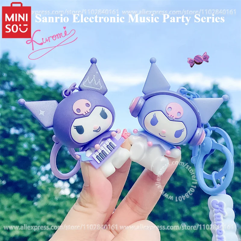 MINISO Sanrio Electronic Music Party Series Keychain Bag Pendant Model Cartoon Toy Anime Peripheral Birthday Gift for Children