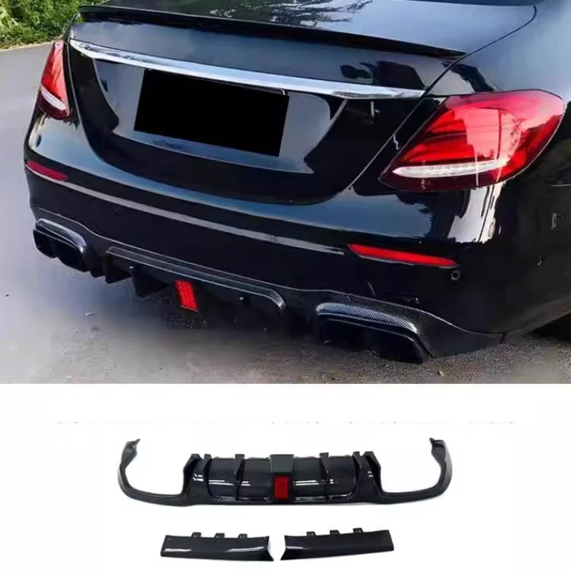 Carbon Fiber Rear Lip with Light Wrap Corner for Mercedes Benz E Class W213 Modified Rear Shovel Spoiler Body Kit Car Accessorie