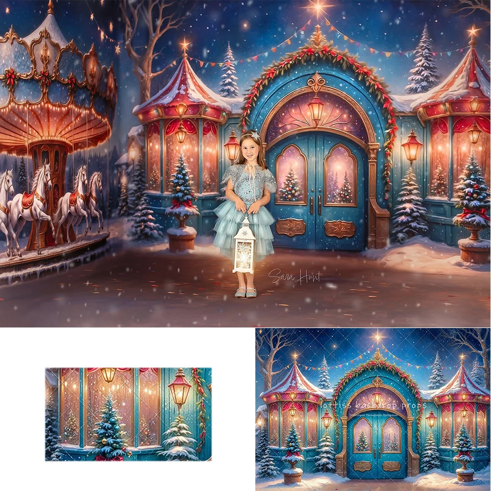 

Christmas Carnival Backdrops Kids Family Photography Child Baby Photocall Winter Snowy Zoo Backgrounds