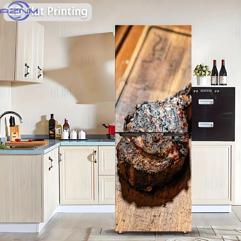 1pc 2D Pattern Printed Refrigerator Sticker, 60X180Cm Sorry, This Image Shows Steak, Not Wall Sticker, Unable to Generate Wall