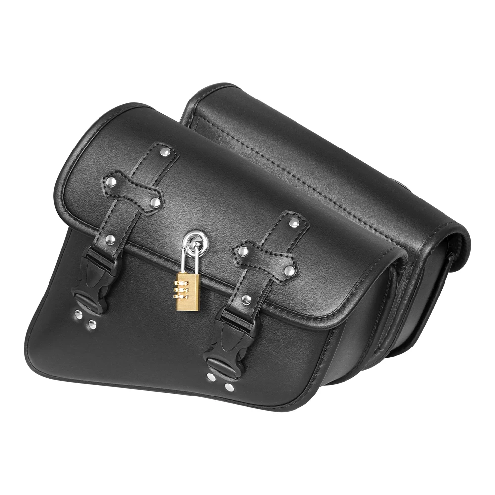 For Softail Dyna Low Rider Models - Motorcycle Accessories Retro Leather Motorcycle Swingarm Bag Left Side Solo