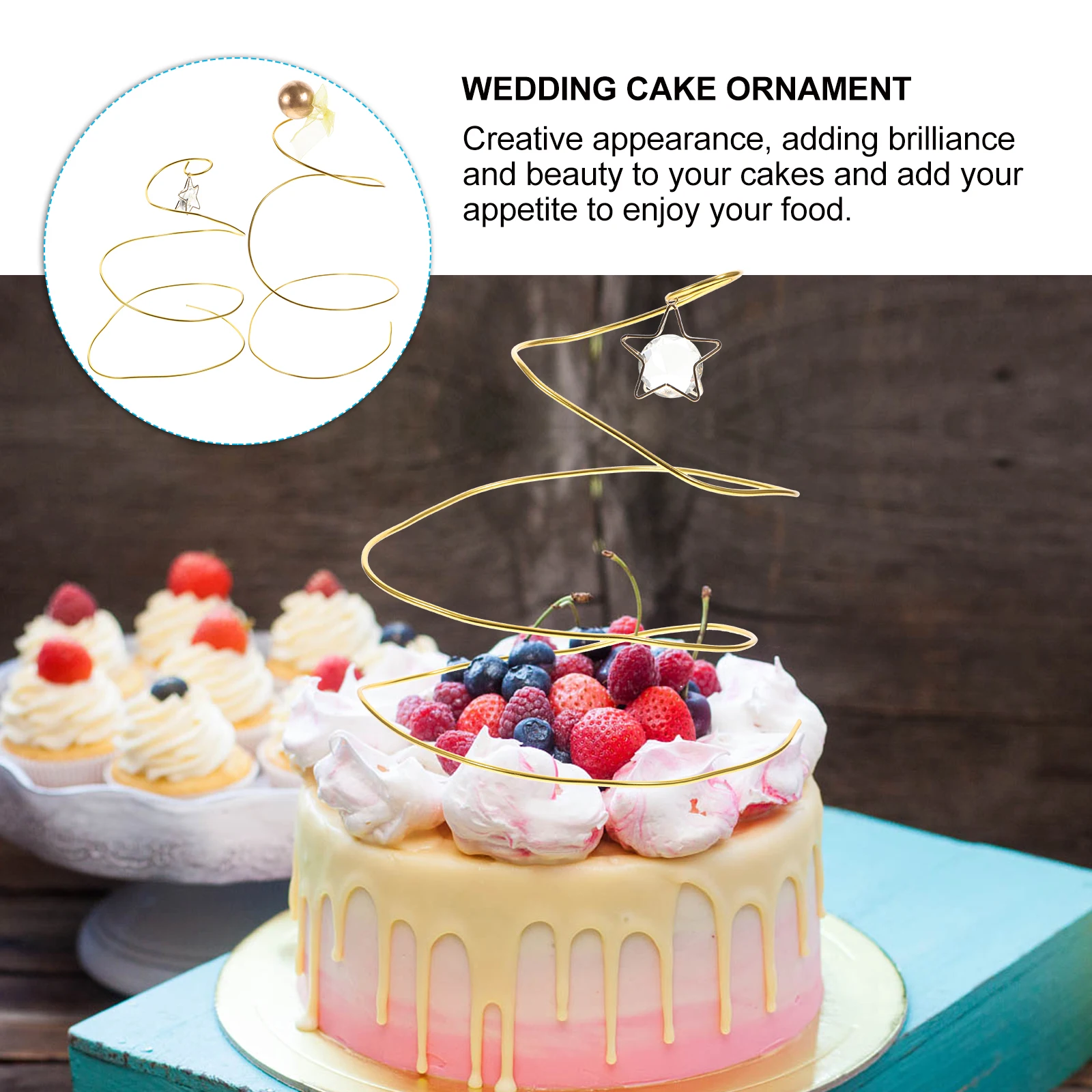 

2pcs Wishing Tree Cake Decoration Spiral Topper Wedding Birthday Party Baking Food Ornament Versatile Color Creative Design