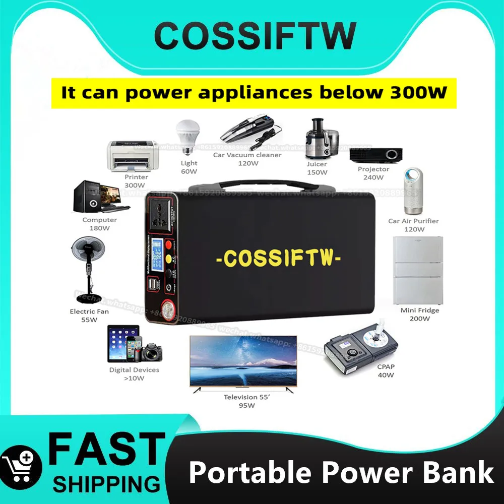 COSSIFTW 300W Portable Power Bank 333WH 90000mAh  Solar Energy Storage Power Station 220V LED Display Camping Power Supply Bank