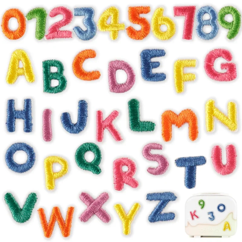 Cartoon A-Z Alphabet Letter Patches 0-9 Number Patch DIY English Logo Sewing Embroidery Clothing Bags Text Badge Wholesale