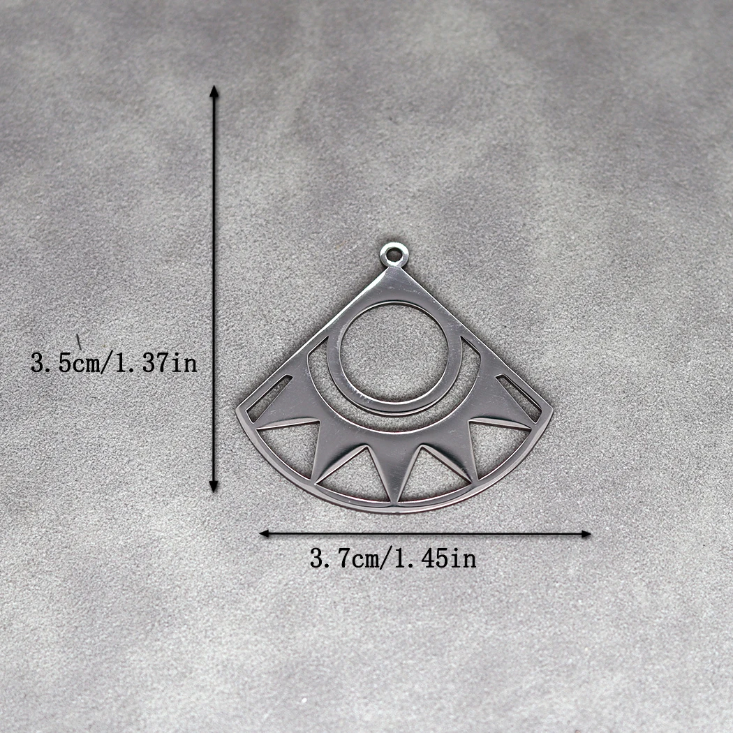 3 szt. W kształcie wachlarza słońce Charms kolczyk ze stali nierdzewnej wisiorek dla majsterkowiczów ręcznie robiona biżuteria bransoletka Anklet ustalenia naszyjnik Making — zdjęcie 3