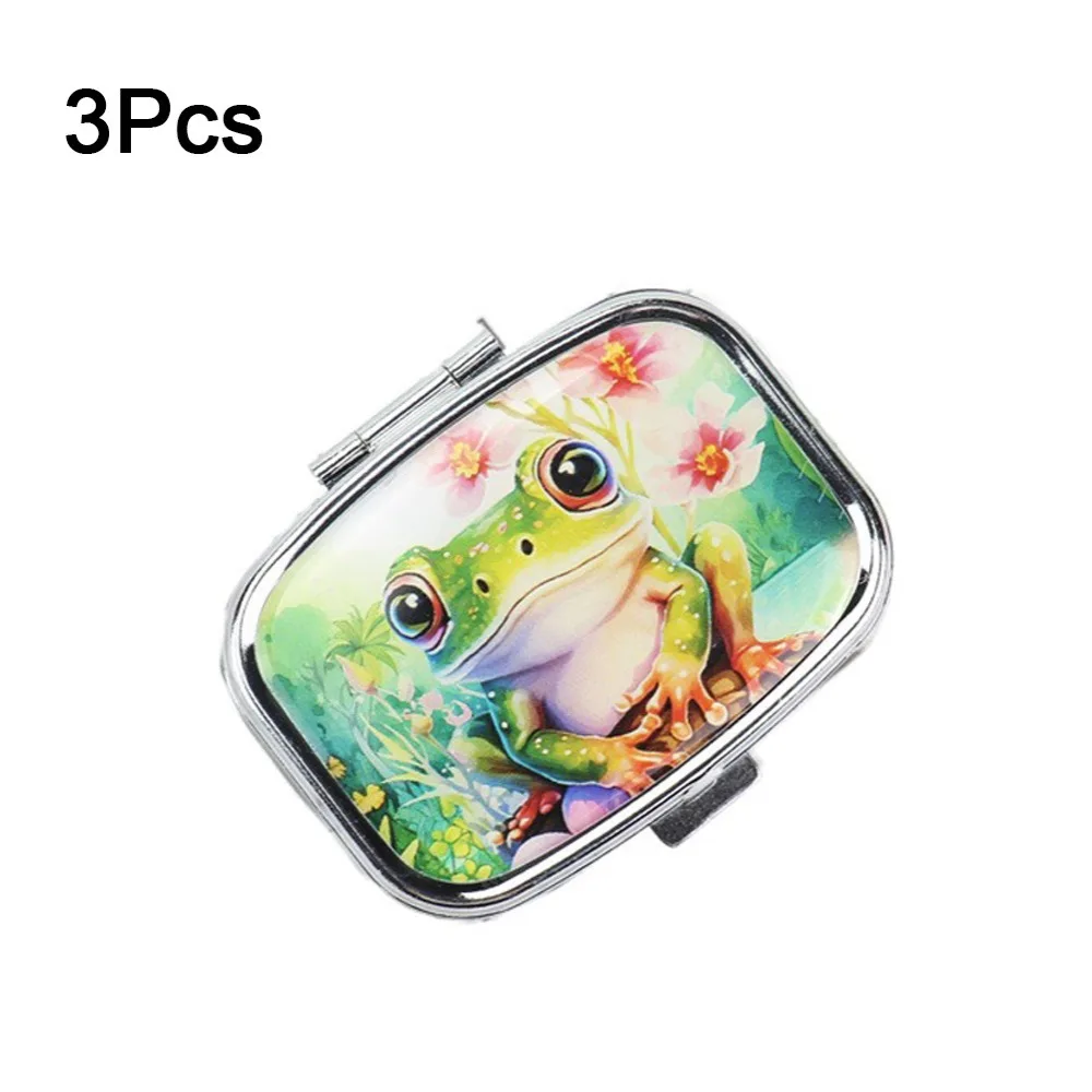

3Pcs Durable Iron Metal Pill Boxes Divided Decorative Travel Medicine Case Lovely Colored Metal Jwelery Organizers Cabinet