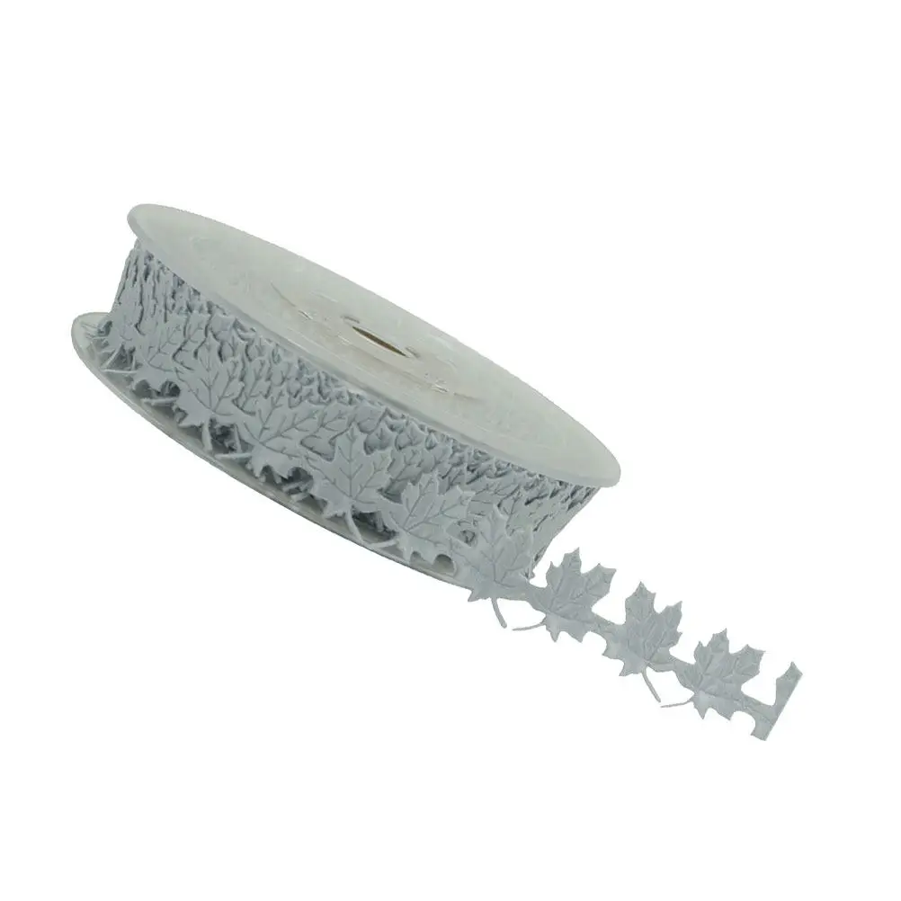 Embossed Maple Leaf Ribbon Silver, 15 Yard per Roll for Christmas, Thanksgiving, Wedding, DIY Craft & Gift Wrapping
