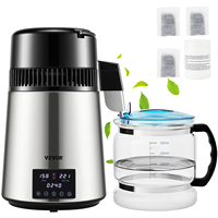 SucceBuy 1.5L/H Distilling Speed 4L Water Distiller Treatmen Purifier Filter Touch Screen Time Setting 304 Stainless Home Use