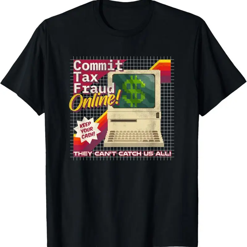 التكافؤ على الاحتيال الضريبي على الانترنت المتعثرة ريترو لعبة فيديو مربع الفن تي شيرت #1