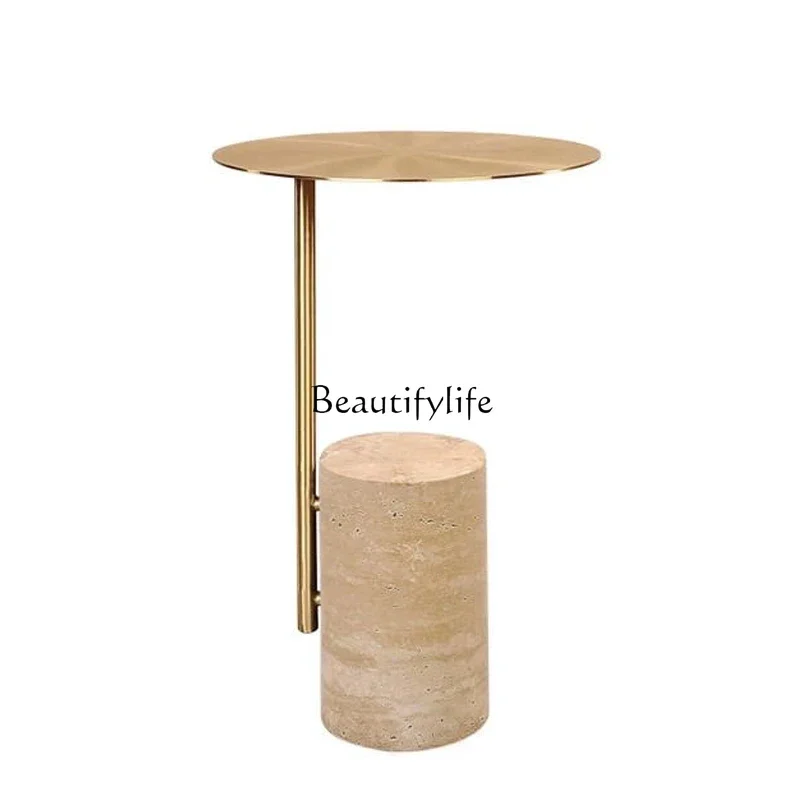 

ls 42Cream wind tunnel stone edge few marble stainless steel living room creative small round table