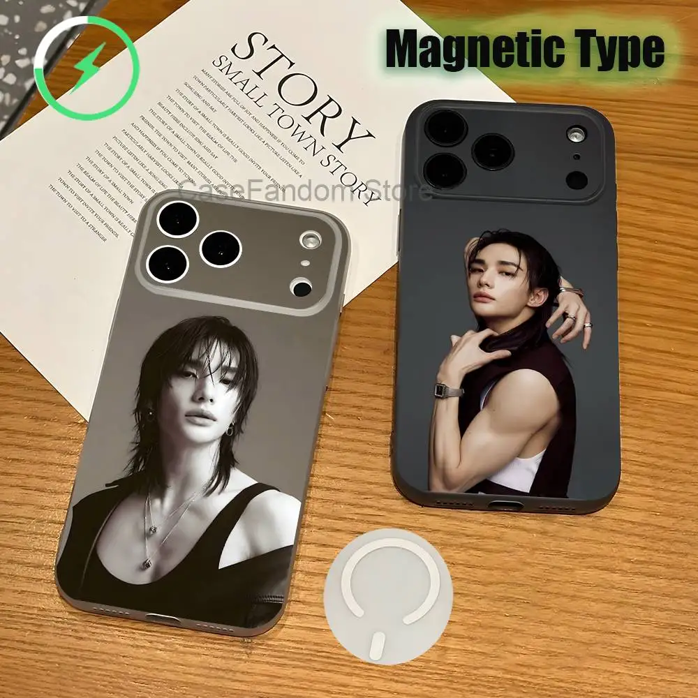 

Korea Singer H-Hyunjins For iPhone 17,16,15,14,13,12,11,Pro,Max,Plus Transparent White Phone Case Magnetic Wireless Charging