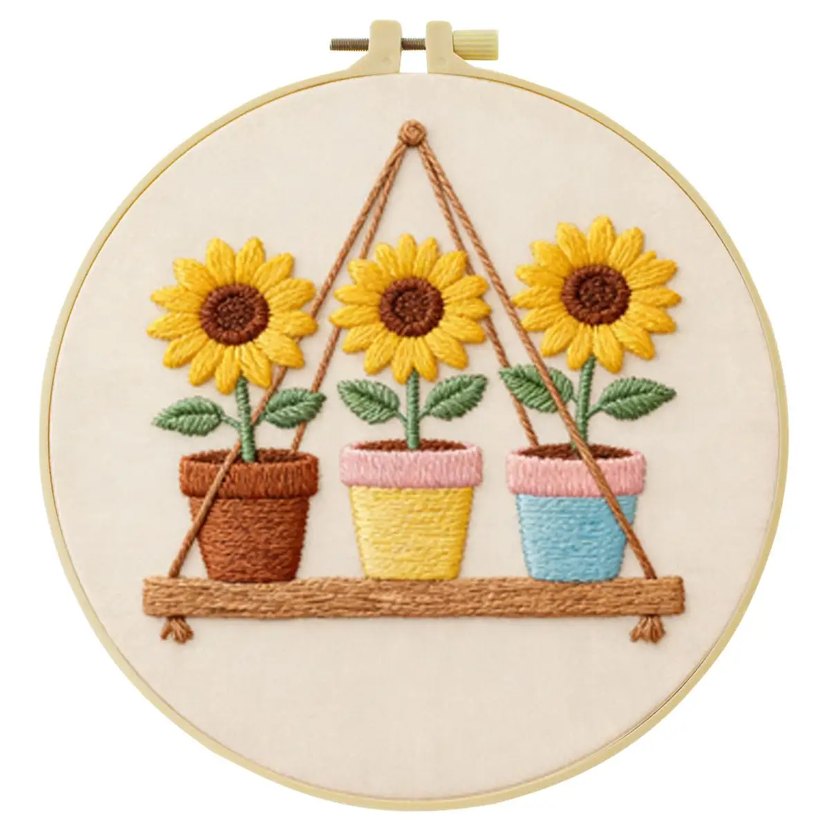 1 Stück 20X20CM/15X15CM 7,87/6,3 Zoll Sonnenblumentopf Stickerei Starter-Kit DIY-Kit DIY-Stickerei-Set für Anfänger – Detail 5