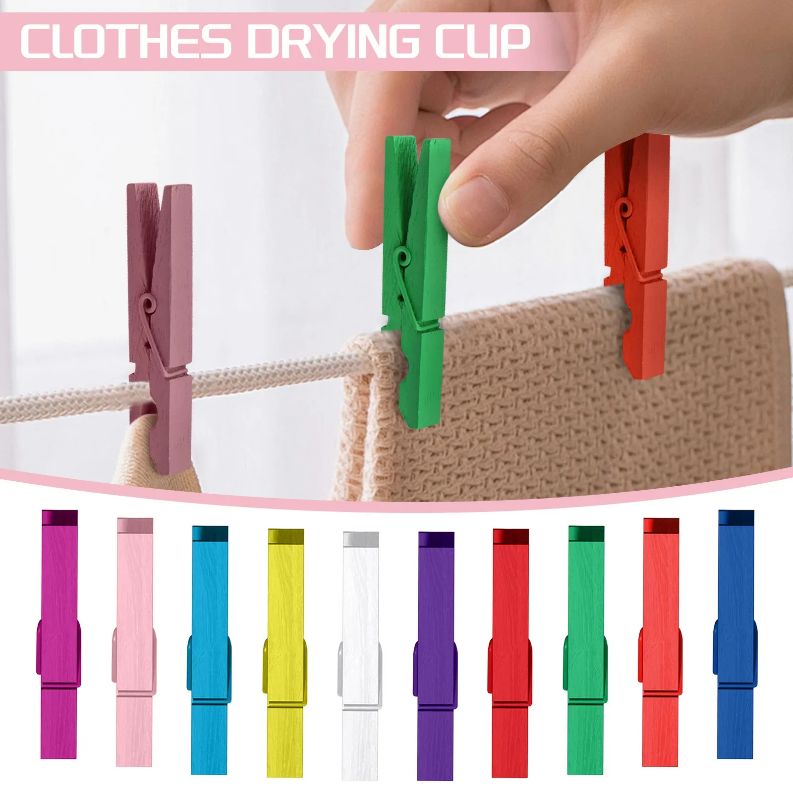 50pc 2024 New Colored Clothespins For Clothing Classroom Laundry Decorations Colored Clothes Pins Wooden 10 Colors