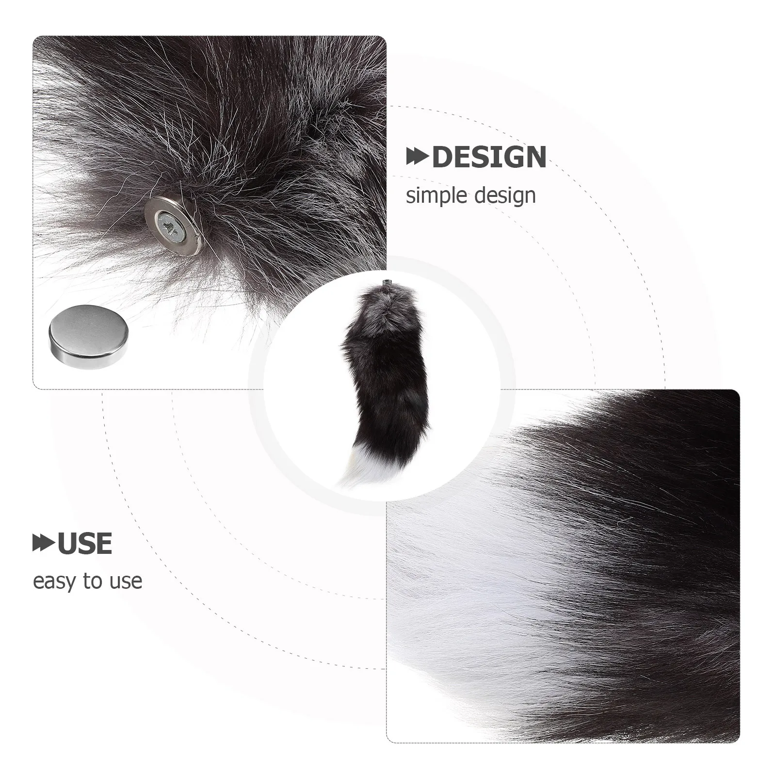 واقعية الثعلب الذيل تأثيري حلي الحيوان الذيل الدعامة المغناطيسي إغلاق لطيف حزب اللباس الأداء التبعي