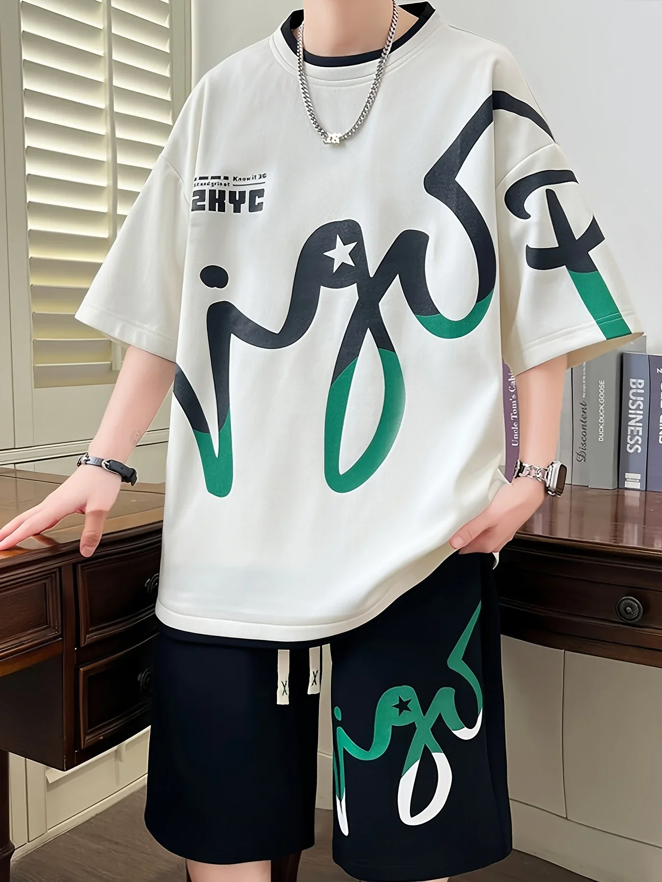 

GELITAYIN 2025 Summer Men's Set, Korean Fashion Two-piece Sportswear For Men, Trendy Men's Clothing, Jogging Set, T-shirt + Shor