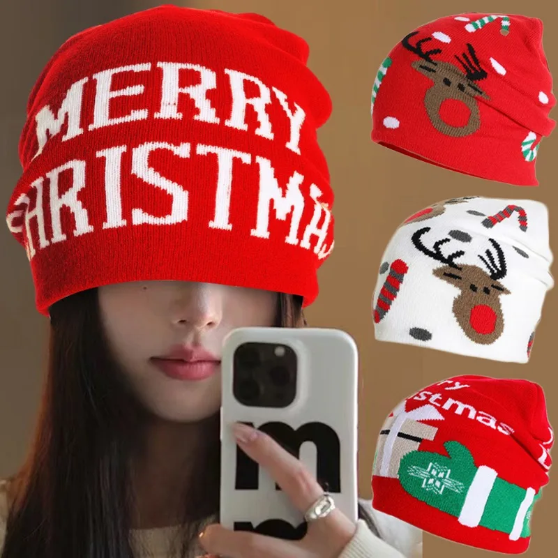

Christmas Knitting Beanie Hat Men Women Paragraph Quality Cap Winter Warm Hats Skullies Beanies Festival New Year Party Caps