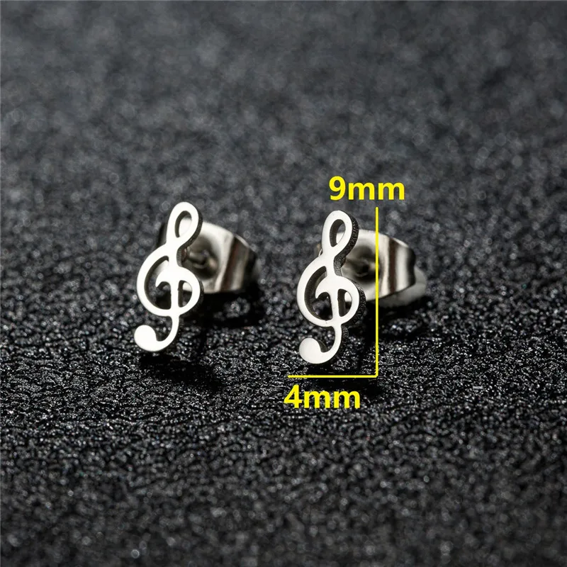 1 Paar Mini-Musikohrringe aus Edelstahl, schöne kleine Ohrstecker für Frauen, Charm-Ohrringe mit Musiknoten, Schmuck, Geschenk – Detail 2