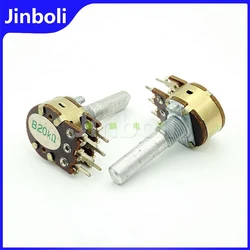 1PCS 16 Type B20K 6Pins Dual Speaker Amplifier Audio High And Low Volume Potentiometer Instrumentation D Shaft Length 25mm