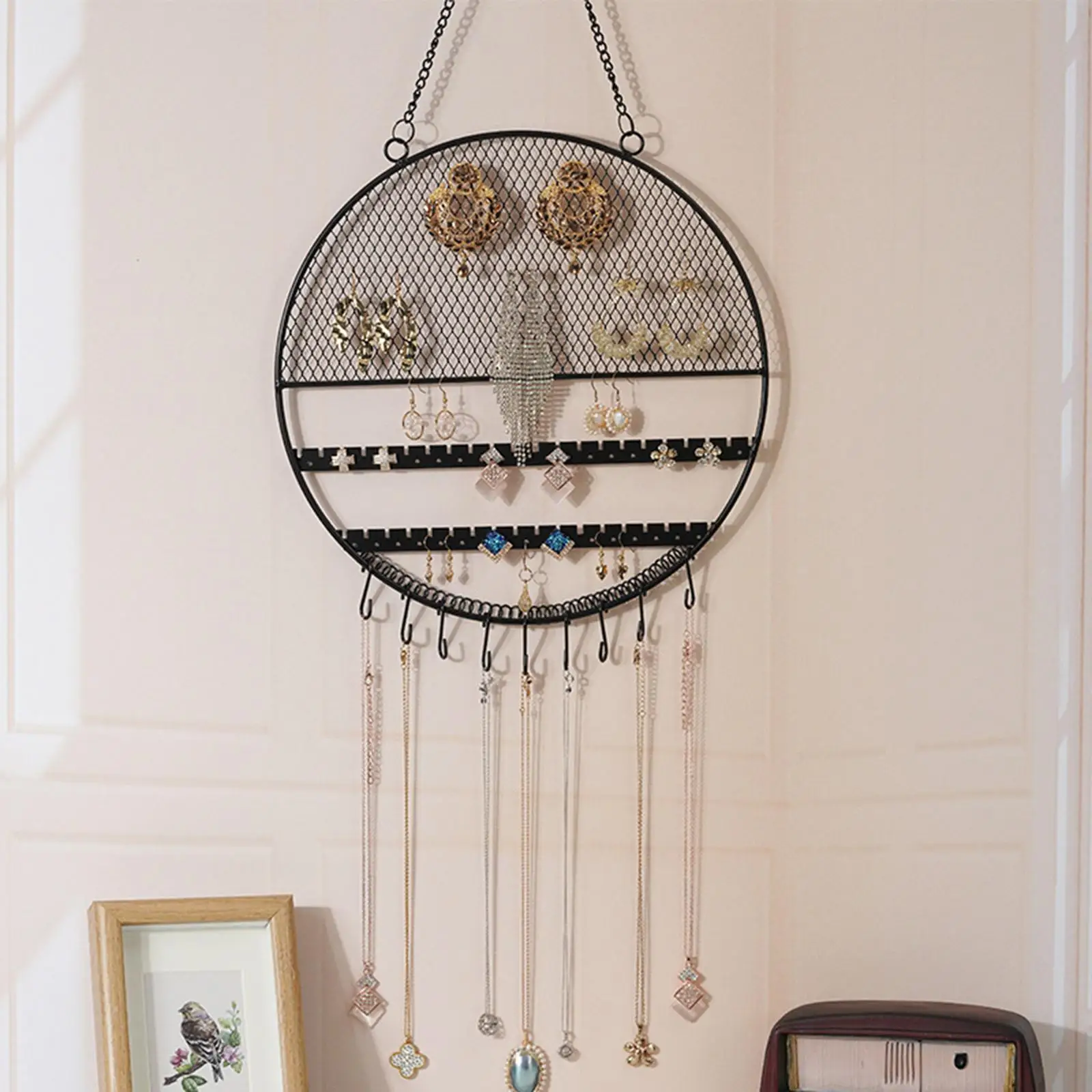 Hanging Round Earring with Hanging Hooks, Photo Prop for Necklaces Bracelets