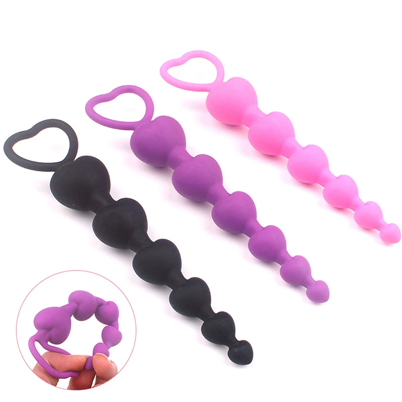 Heart Beads Soft Anal Plug Anus Toys Big Balls Silicone G-Spot Stimulating For Couples Butt Plugs Adult Sexy Anal Masturbator view 2
