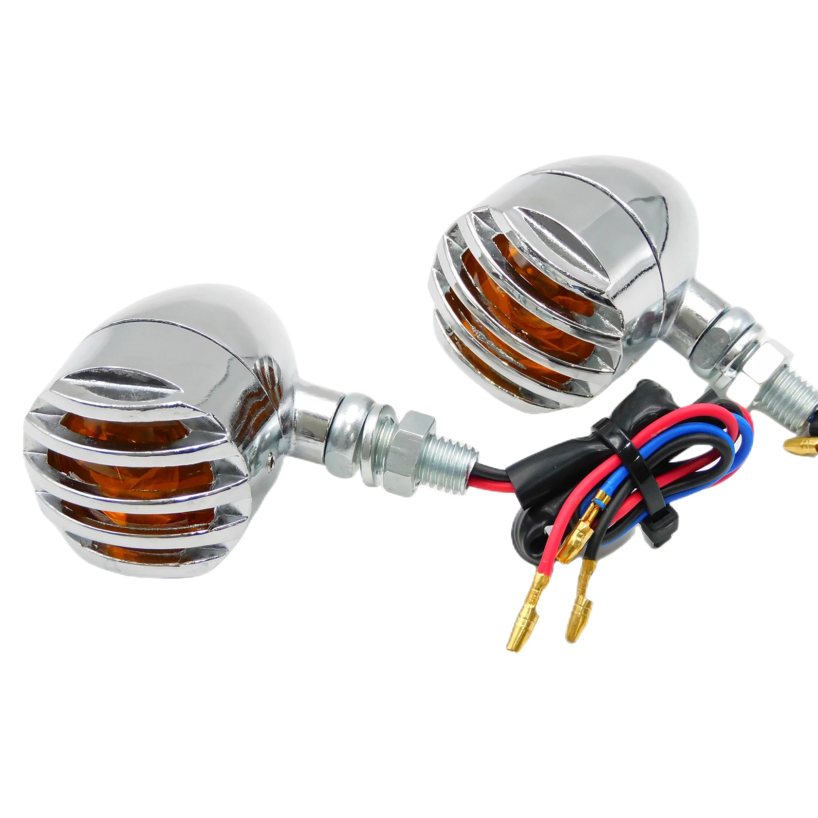 Motorcycle 2pcs Metal Turn Signal Light Chrome Bullet Indicator Lamp For Harley For Honda For Kawasaki Chopper Cafe Racer Custom