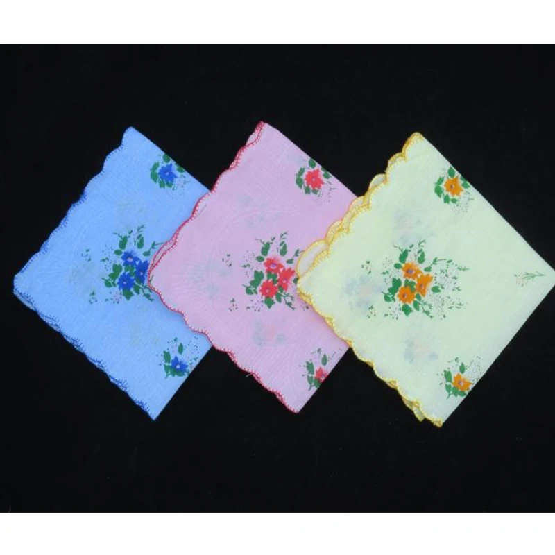 10PCS Hot Cotton White Lace Handkerchief Embroidered Women Square Ladies Hanky Children Towel Party Wedding Gift