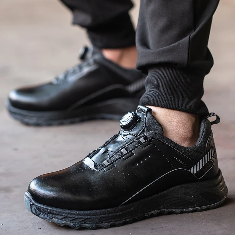 Steel Toe Anti-drop Anti-puncture Indestructible Sneaker Puncture-Proof Sneakers Construction Work Shoes Rotating Button Boots