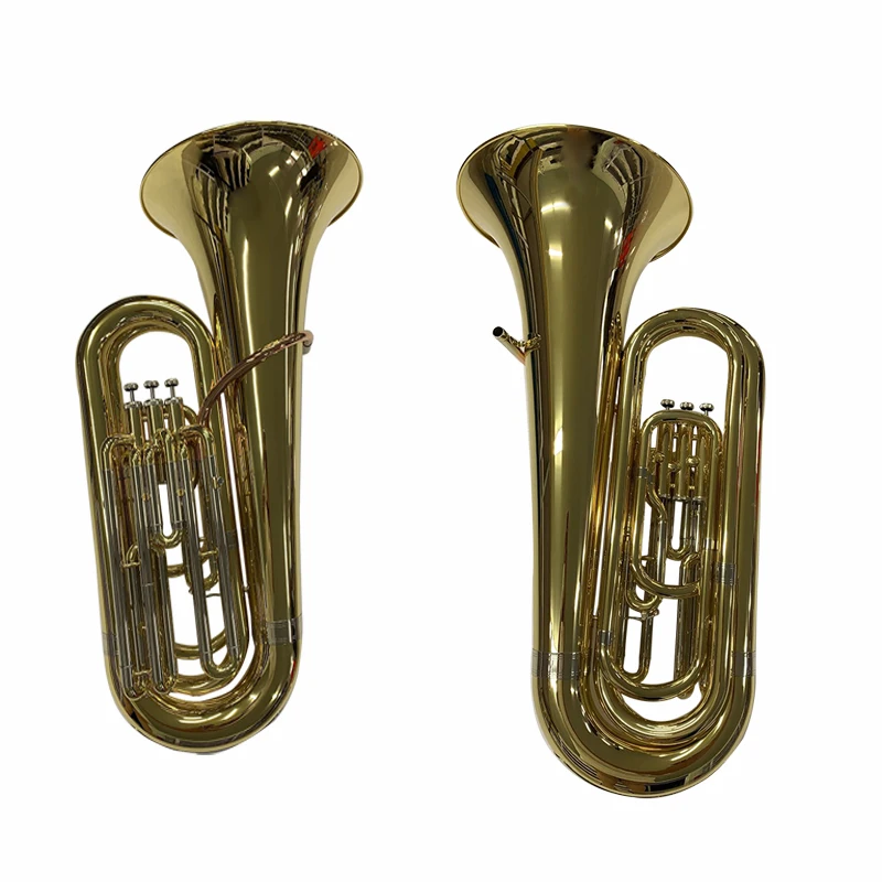 

China Brass Instruments Factory Made High Quality 3/4 Gold Lacquer Student Tuba