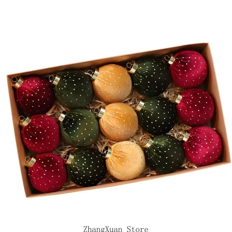 Weihnachtskranz- und Christbaumkugel-Set mit Textur in Stoffoptik 3XUF – Detail 8