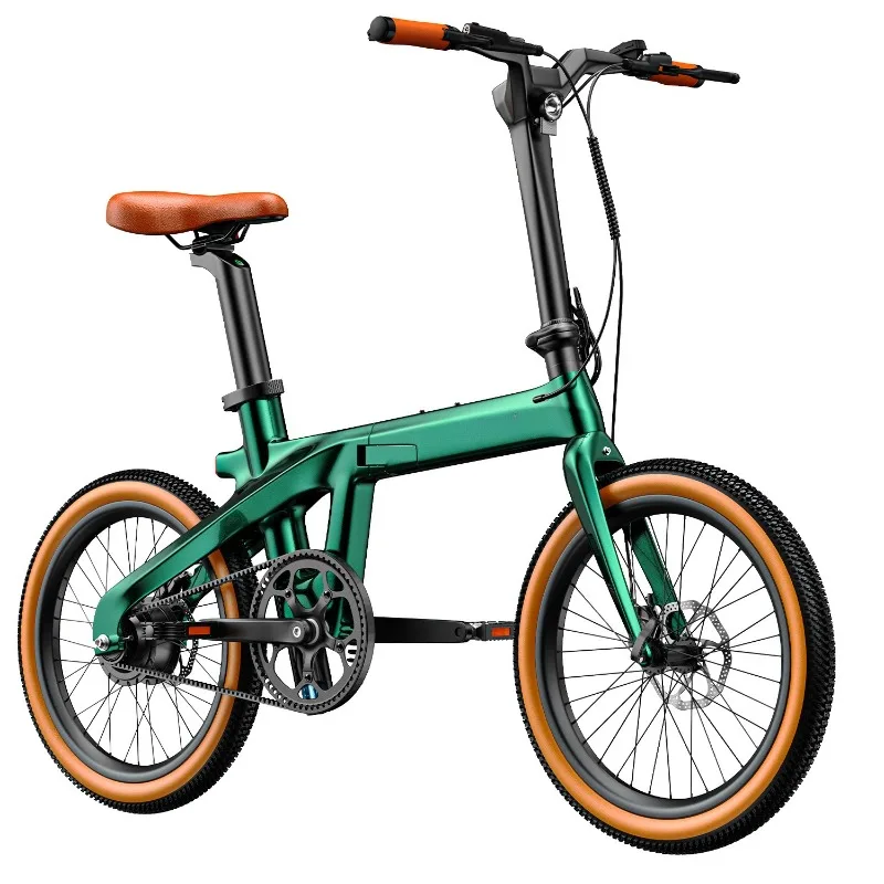 Super Light Carbon Fiber Foldable E-Bike, Portable Assisted Bicycle for Adult Urban Commuting, Safe Stable Durable Anti-slip