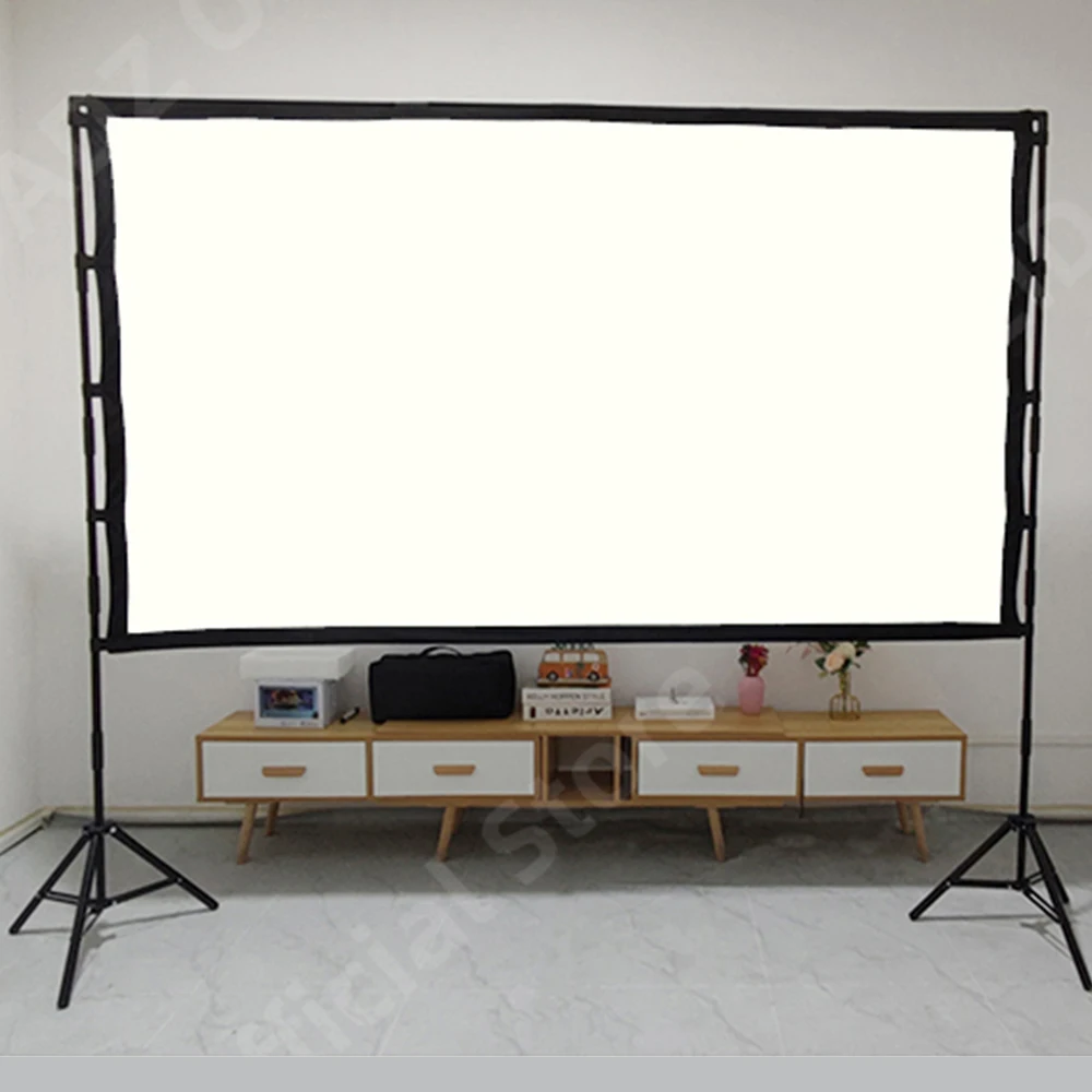 VEIDADZ Projector Screen With Stand Soft White Grid Anti-light 160° Viewing Angle Less Crease 100 120inch Screen Outdoor Indoor