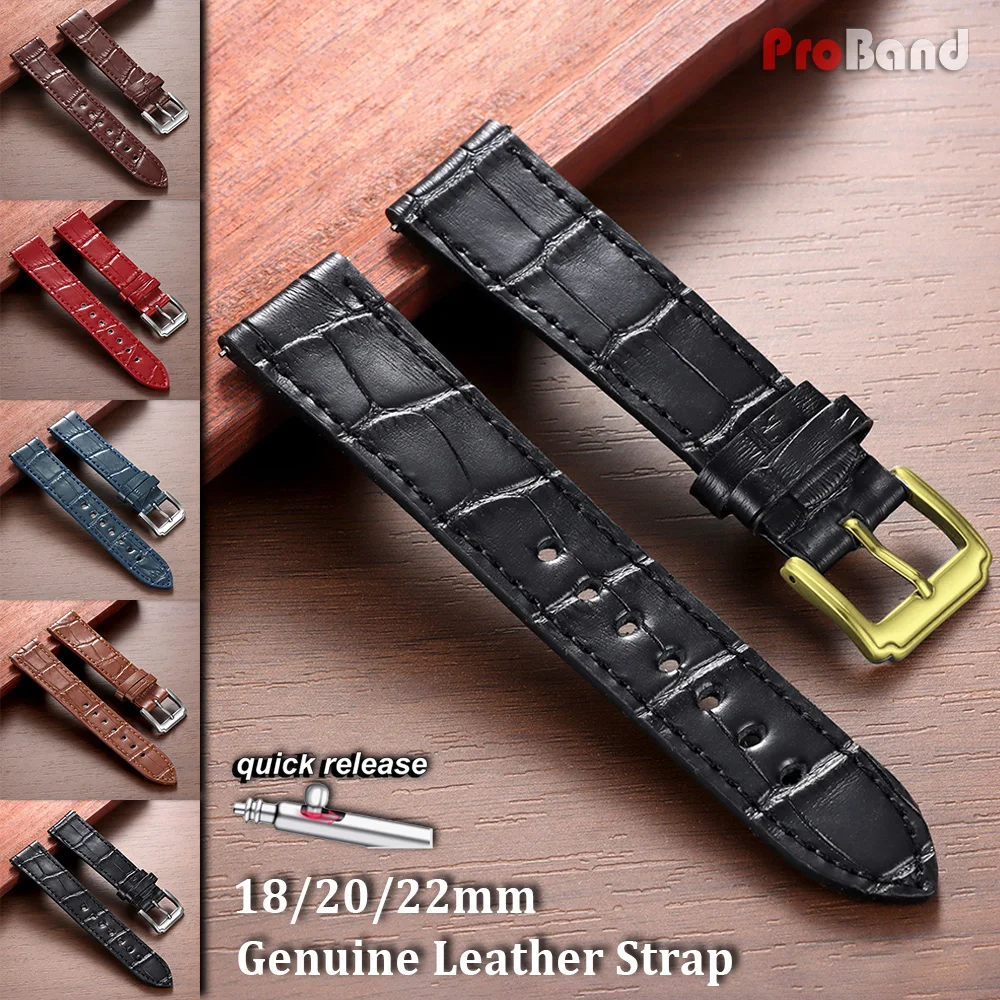 18mm 20mm 22mm Genuine Leather Watch Straps for Seiko for Omega Watch Band Vintage Blue Brown Red Bracelet Waterproof Wristband